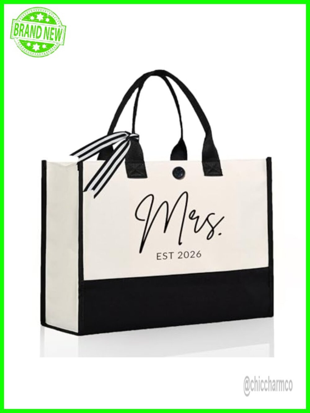 Canvas Tote Bag Mrs Est 2026 Bride Gift Bridal Shower Wedding